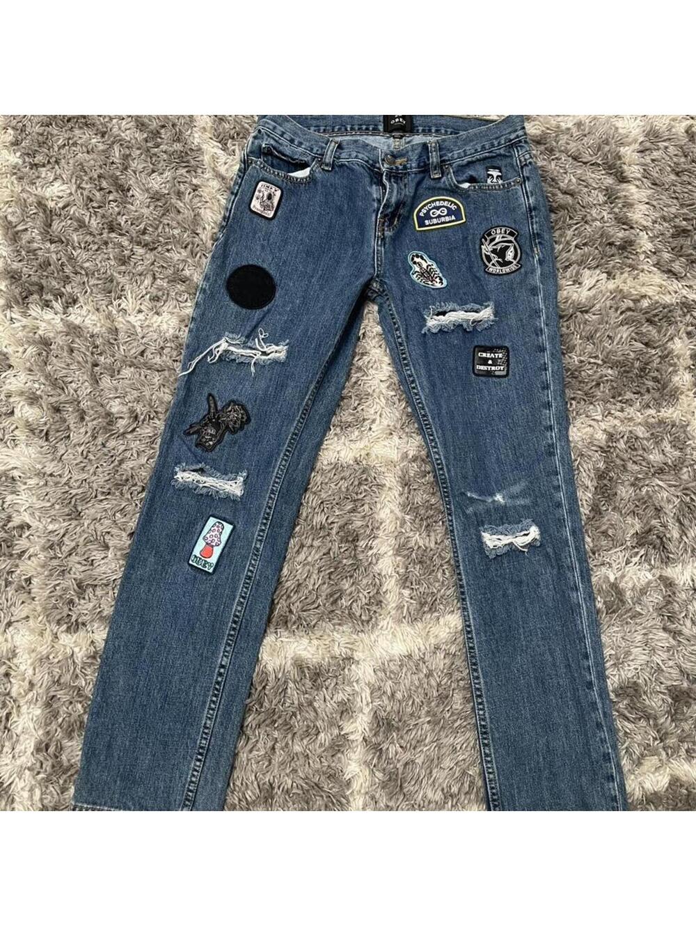 Obey Men's Blue and Navy Jeans